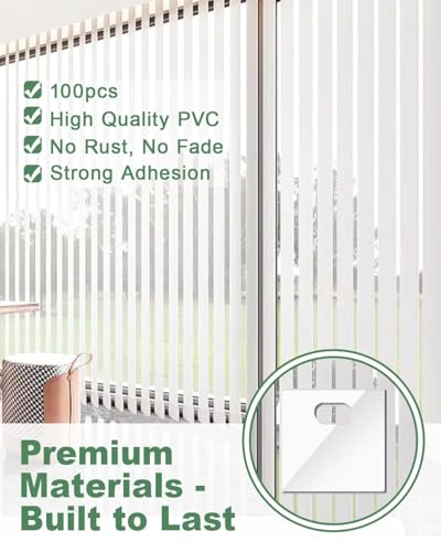 Anyongora 100Pcs Vertical Blinds Replacement Slats Repair Kit – Transparent PVC Tabs with Strong Adhesive – No Tools Needed, Easy Fix for Home, Office, Rental, and DIY Window Blind Repairs