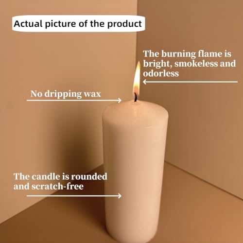 White Pillar Candle Set - 2 Unscented Decorative,Parties, Large Candles, White Candle Columns, Column Candles Clearance or Wedding Candle, 2.4" x 6" (2PC, 6cmX15cm)