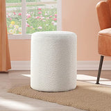 Get Set Style Modern Round Ottoman with Soft Padded Seat, Vanity Stool for Makeup, Upholstered Foot Stool for Living Room, Bedroom