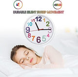 Wall Clock 9 Inch Silent Non Ticking Battery Operated Time Teaching Quartz Home Colorful Read Learn Time Perfect for Teacher's Classrooms and Kid's Bedrooms