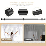 Matte Black Curtain Rods for Windows 32-240 Inches (2.5-20 Ft) Adjustable Heavy Duty Drapery Rod - 1 Inch Diameter Extra Long Black Steel Curtain Rods