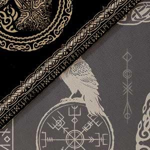 Hajmsug Vikings Tapestry,Black and White Tree Bird of Wisdom Celtic Rune Ancient Rune Totem Norse Mythology Medieval Viking Wall Art,Aesthetic Mythology Tapestry for Bedroom Living Room,40X30 Inch.