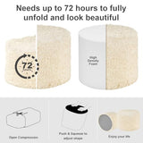 Hansleep Round Stuffed Pouf Ottoman 17 x 14, Foam Filled Faux Fur Ottoman Foot Rest for Chair with Washable Cover, Foot Stools Under Desk for Living Room & Bedroom, Beige