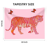 Tiger Aesthetic Tapestry - Pink Butterfly Tapestries, Boho Wall Tapestries, Picnic Sheet Wall Decor Blanket for Girl Bedroomfor Bedroom, Living Room, Dorm - 50 x 60 Inch