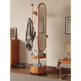Decorative Wooden Full-Length Dressing Mirror Household Floor Rotating Coat Rack for Living Room