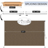 8'W x 8'H Mocha Patio Shades Roll up Outdoor Roller Shade Crank Wand Blind Cordless, 90% UV Blocking & Privacy Protection for Porch|Gazebo|Pergola|Backyard (2 Splicing Tube, 1 Fabric)