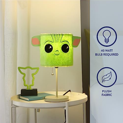 Star Wars The Mandalorian “The Child” Plush Shade Table Lamp ,Green Kids Bedroom & Playroom Lighting Décor