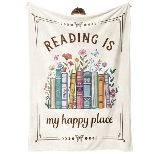 Book Lovers Gifts, Reading Blanket Gifts for Book Lovers, Unique Bookish Presents for Reader Bookworm on Birthday Christmas Soft Flannel Throw Blanket 60"x50"