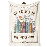 Book Lovers Gifts, Reading Blanket Gifts for Book Lovers, Unique Bookish Presents for Reader Bookworm on Birthday Christmas Soft Flannel Throw Blanket 60"x50"