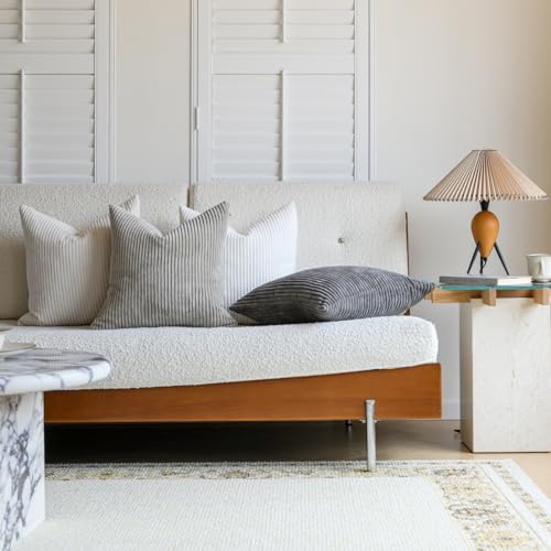 Decorative Corduroy Throw Pillow Covers 18x18 Inch Neutral