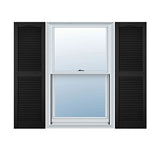 Mid America 00011448002 Standard Size Cathedral Top Center Mullion, Open Louver Vinyl Shutter, w/Installation Shutter-Lok's & Matching Screws (Per Pair), 002, 14 1/2"W x 48"H, Black