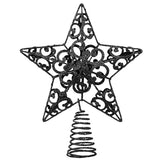 Aneco 10 Inches Metal Glittered Christmas Tree Topper Star Treetop Decoration for Christmas Home Decor, Black