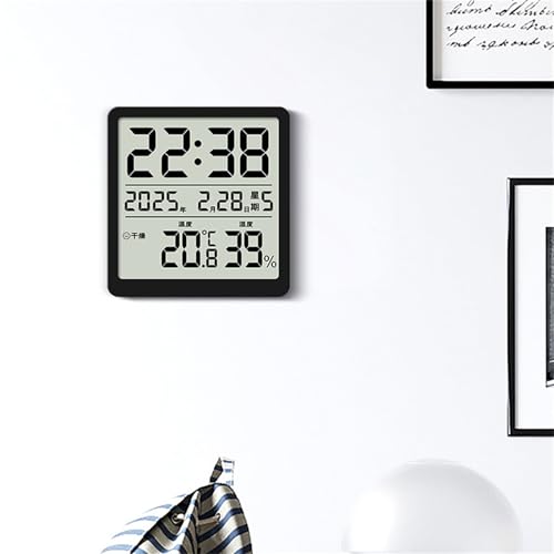 LCD Display Digital Wall Desk Alarm Clock with Time Date Week Temperature Humidity for Home or Use Gift Alarm Clock