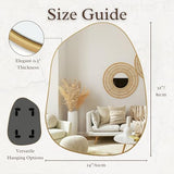 PERFNIQUE Irregular Wall Mirror Asymmetrical Mirror, 32''x24'' Gold Mirror for Bathroom Bedroom Living Room Entryway, Decorative Modern Boho Decor, Wall Mouted(Gold, 32''x24'')