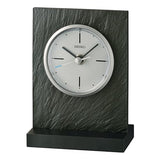 SEIKO QXG153NLH Faux Slate Non Ticking Desk Clock, Dark Gray, 6 x 4 Inches