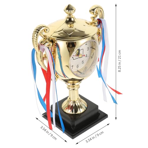 ARTIBETTER Kids Trophy Style Desktop Clock 8.26X5.90X3.54In Analog Alarm Tabletop Clock for Bedroom Student Desk Decor and Wake up Timer