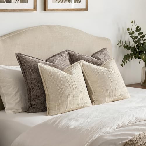 MIULEE Slubby Textured Decorative Throw Pillow Covers Beige 20x20