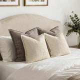 MIULEE Slubby Textured Decorative Euro Throw Pillow Covers Beige 24x24
