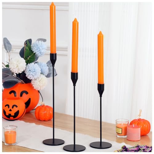 3Pcs Matte Black Candlestick Holders Set Fit 3/4" Tall Taper Candle Home Decorative Table Centerpieces for Family Dinning, Party Decoration