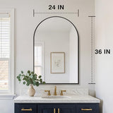FICTOR Bathroom Mirror for Wall, Arched Vanity Bathroom Mirror for Over Sink, Metal Framed with HD Shatter-Proof Glass for Entryway, Living Room,Bedroom(2 Pack 24” x 36”, Black)