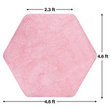 Hexagon Rug Pad Mat for Kids Playhouse Play Tent Soft Coral Pink