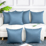 6 Pack Decorative 100% Cotton Pillow Covers Square Cushion Cover Solid Christmas DIY Throw Pillowcase for Home Bed Sofa Halloween Christmas,Blue Grey,6 Pack-20" x 20"/50x50cm