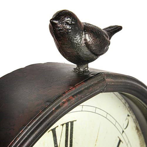 Creative Co-Op Oval Metal Wall Clock with Bird