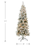 National Tree Company 6 ft Pre-Lit Flocked Acacia Slim Artificial Christmas Tree, 250 Clear Lights, 512 Tips, Includes Stand, Green