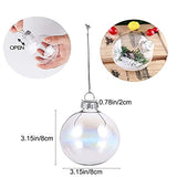 12 Pcs 3.15 Inch Clear Plastic Fillable Ornament Balls, Removable Top Clear Hanging Ornaments Ball, DIY Plastic Ornaments Round Balls, Perfect for Decoration On Christmas Trees, Wedding, Party