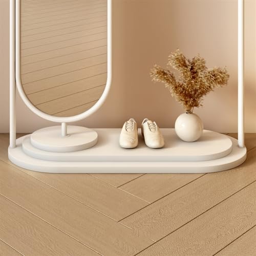 Full Body Mirror, Floor Standing Clothes Rack for Bedroom with Full Length Mirror, Integrated Door, Vertical Entrance Area, White Coat Stand, Bedroom Furniture (Colour: White)
