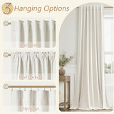 Guken Cream Linen Blackout Curtains 84 Inch Length 2 Panels Set for Living Room Bedroom Back Tab Thermal Insulated 100% Black Out Drapes Room Darkening Window Curtain Ivory Natural Beige