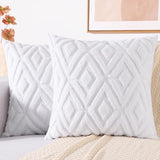 decorUhome Fall Faux Fur Pure White Throw Pillow Covers 18x18 Set of 2