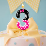 3rd Pink Black Birthday Candles for Girls，Number Birthday Decorations for Girls，Pink Mouse Cake Topper Cupcake Decor，Cartoon Themed Birthday Party Decorations Supplies