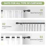 5/8” Diameter Curtain Rods 30-90 Inch, for 30-84 Inch Windows, Adjustable Splicing Black Curtain Rods for Windows with Brackets, Window Rod Long Small Curtains Rod