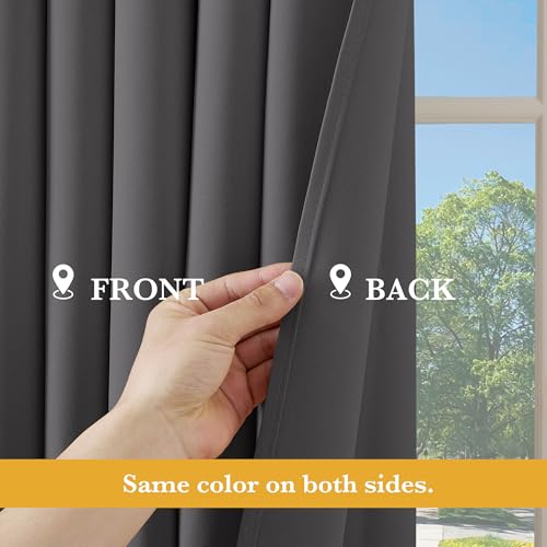 RYB HOME Short Blackout Curtains for Bedroom 36 Inch Length - Short Curtains for Small Window Kitchen/Basement/Cafe, Thermal Insulated Room Darkening RV Drapes, W42xL36, 2 Panels, Grey