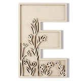 Layered 12 Inch Large Wooden Letters for Wall Decor, Flowered Paintable Wooden Nursery Letters for Crafts Wood Alphabet Letter E for Birthday Boho Nursery Name Sign Wedding Home Decoration