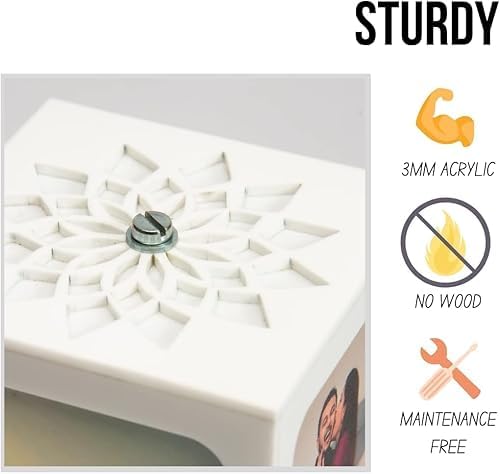 ZOCI VOCI Custom Rotating Picture Frame with Night Light, White | Personalized Table Lamp, 4 Photos, Anniversary Couples Gifts, Romantic Gifts