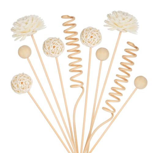Reed Diffuser Stick,WUTAOBON 10Pcs 10Inch Natural Rattan Flower Reed Fragrance Diffuser Set, Fragrance Diffuser Replacement Rattan Sticks Home Decor (Primary Color)