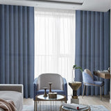 Navy Blue Polyester Curtains 96 Inches Long 2 Panel Set Midnight Blue Light Filtering Privacy Semi Sheer Curtain Panels Modern Farmhouse Window Drapes for Living Room Bedroom Indigo, 8FT