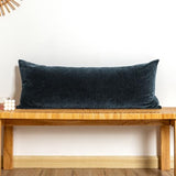 Chenille Lumbar Pillow Covers 14X36 inch Dark Blue