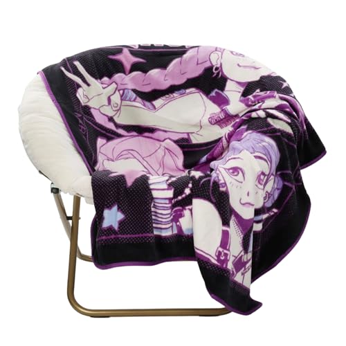 HUNTRX Kpop Demon Hunters Super Soft Fleece Throw Blanket, Purple and Black, 46x60 Inch