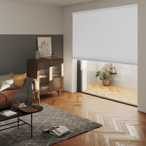 MYshade Cordless Blackout Cellular Shades for Windows, Honeycomb Window Shades with Thermal Insulation, Child & Pet Safe Room Darkening Shade, Easy Install,36" W x 72" H, White