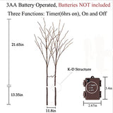 Hairui Lighted Brown Branches Battery Operated with Timer 32IN 100 LED Fairy Lights, Willow Branch Lights for Home Bedroom Fireplace Christmas Holiday Decoration Indoor Outdoor Use (Vase Excluded)