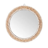 15 Inch Boho Round Hanging Wall Mirror Decorative Rattan Circle Mirrors for Farmhouse, Living Room, Bedroom