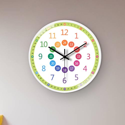 Learn to Tell Time Clock, 20cm Round Classroom Tool, Non Ticking Silent Movement, Home Decor, Bedroom Accents, Educational Timepiece Use