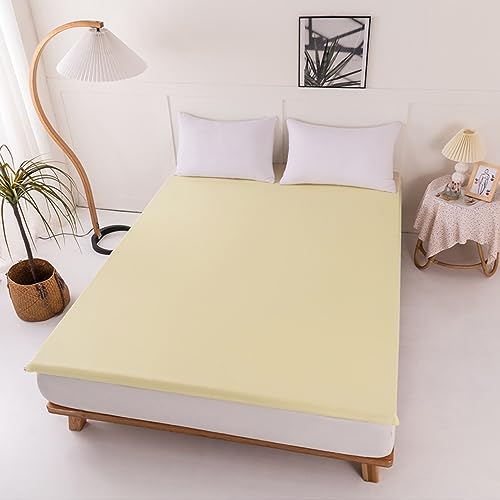 Zippered Mattress Cover,Washable Cotton Cover for Traditional Japanese Floor Futon Mattress,Skin-Friendly Japanese Futon Slipcovers,Yellow,Twin(Thin)