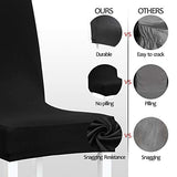 Obstal Black Stretch Spandex Dining Room Chair Covers ?Set of 4 Universal Removable Washable Chair Seat Slipcovers Protector for Kitchen, Ceremony, Wedding, Banquet, Hotel and Party