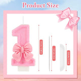 AKURIEEY Pink 1st Birthday Candle Bow Numbers 1 Candle Cake Topper Cupcake Decorations Party Decor for Girls and Women Anniversary Celebrations Supplies
