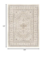 10x14 Washable Area Rug for Living Room - Non-Slip Vintage Rugs Beige Gray