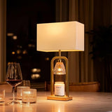 PoKat Gold Table Lamp Candle Warmer, Candle Warmer Lamp with Timer Dimmer, Wax Light Warming Table Lamp for Jar Candles, Modern Bedside Lamp for House Warming Home Decor Living Room, Bulb Included